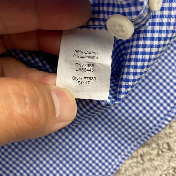 J. Crew Thompson Button Down Shirt Men Medium M 15-15.5 Blue White Checkered - Picture 5 of 8